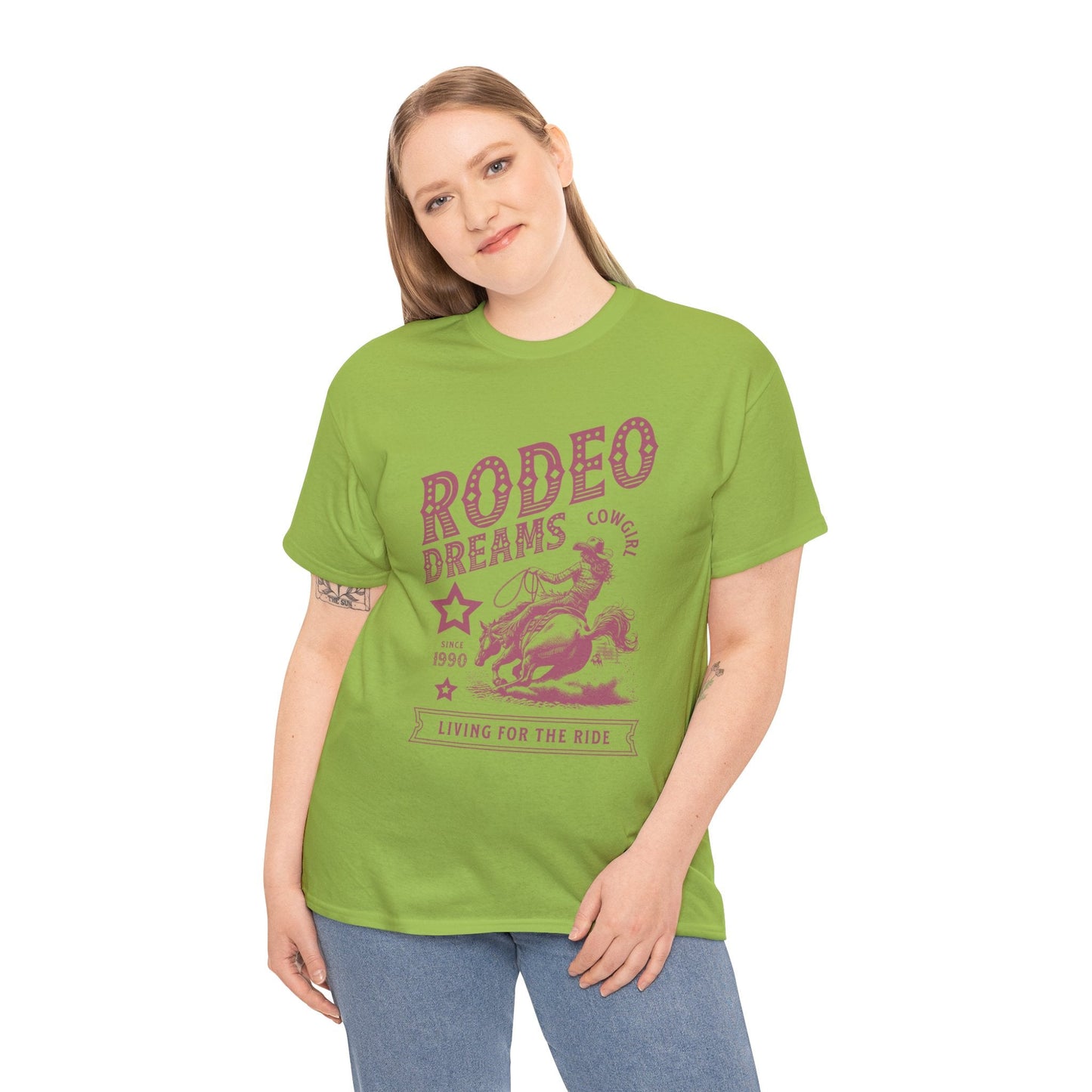 Rodeo Dreams Cowgirl Vintage Western Graphic T-Shirt – Living for the Ride Women's Rodeo Tee - JennyCool