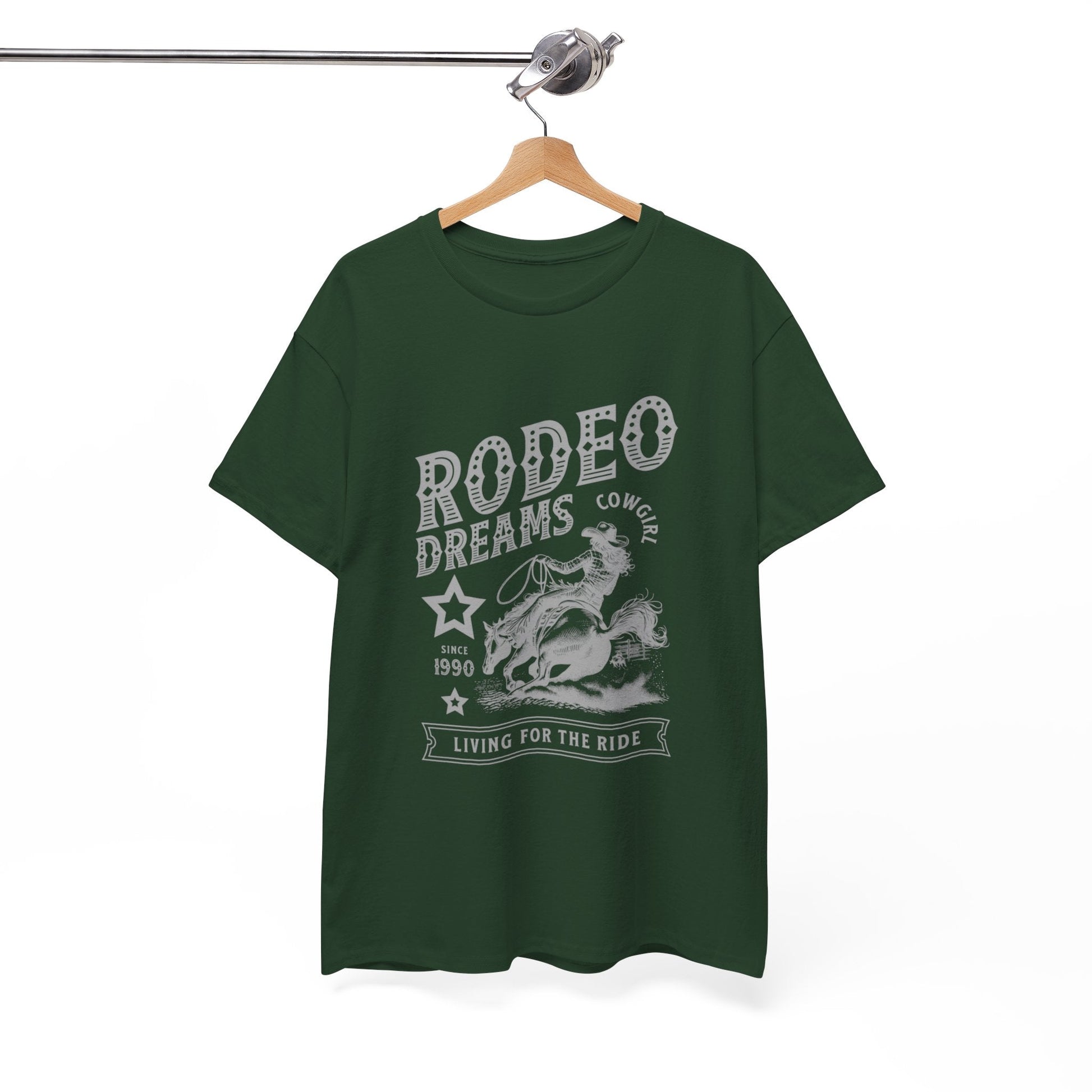 Rodeo Dreams Cowgirl Vintage Western Graphic T-Shirt – Living for the Ride Women's Rodeo Tee - JennyCool