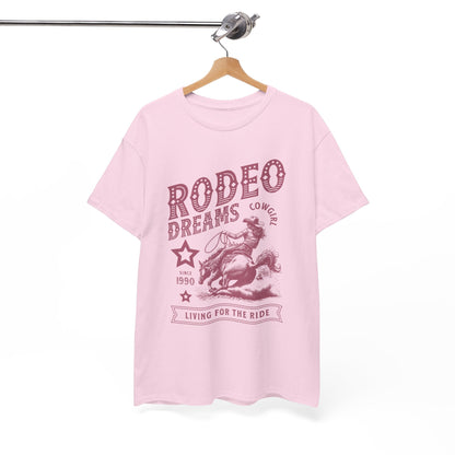 Rodeo Dreams Cowgirl Vintage Western Graphic T-Shirt – Living for the Ride Women's Rodeo Tee - JennyCool