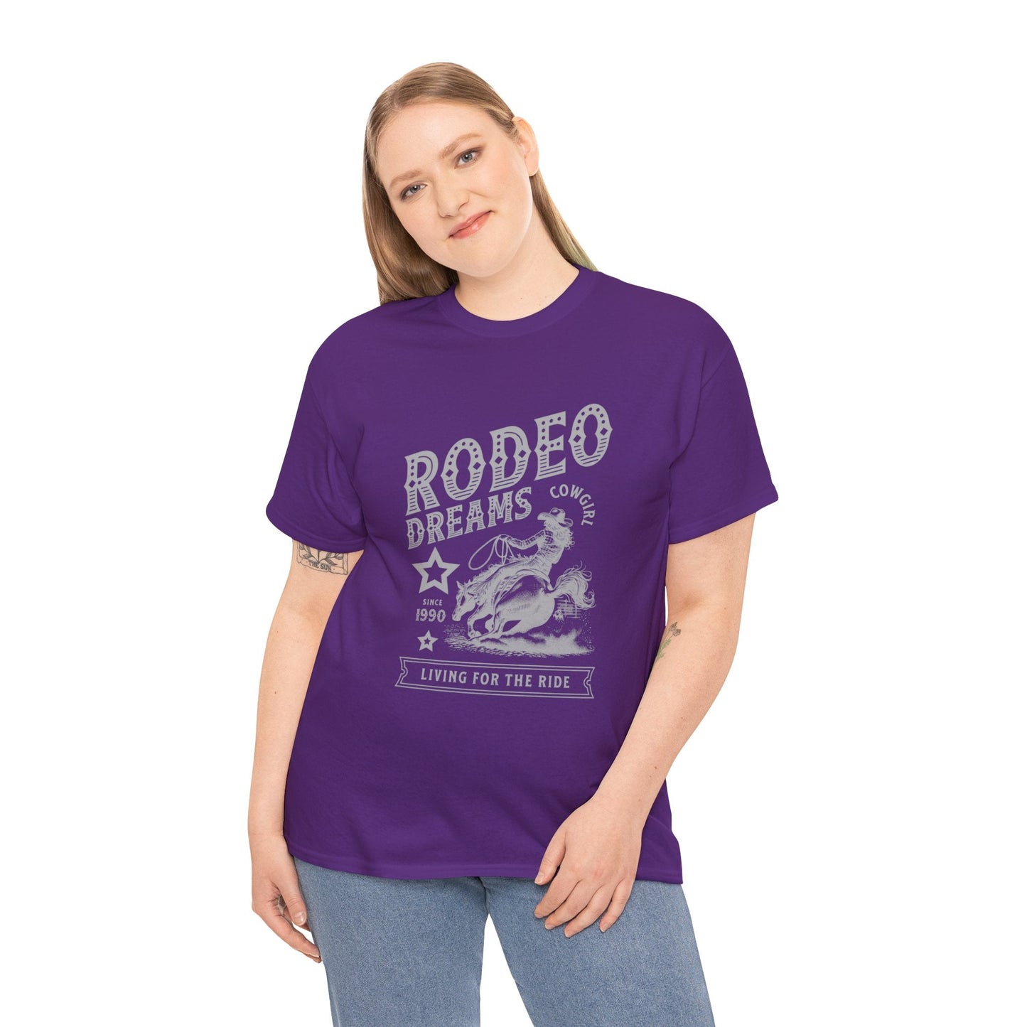 Rodeo Dreams Cowgirl Vintage Western Graphic T-Shirt – Living for the Ride Women's Rodeo Tee - JennyCool