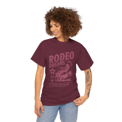 Rodeo Dreams Cowgirl Vintage Western Graphic T-Shirt – Living for the Ride Women's Rodeo Tee - JennyCool