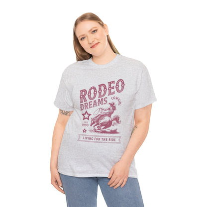 Rodeo Dreams Cowgirl Vintage Western Graphic T-Shirt – Living for the Ride Women's Rodeo Tee - JennyCool