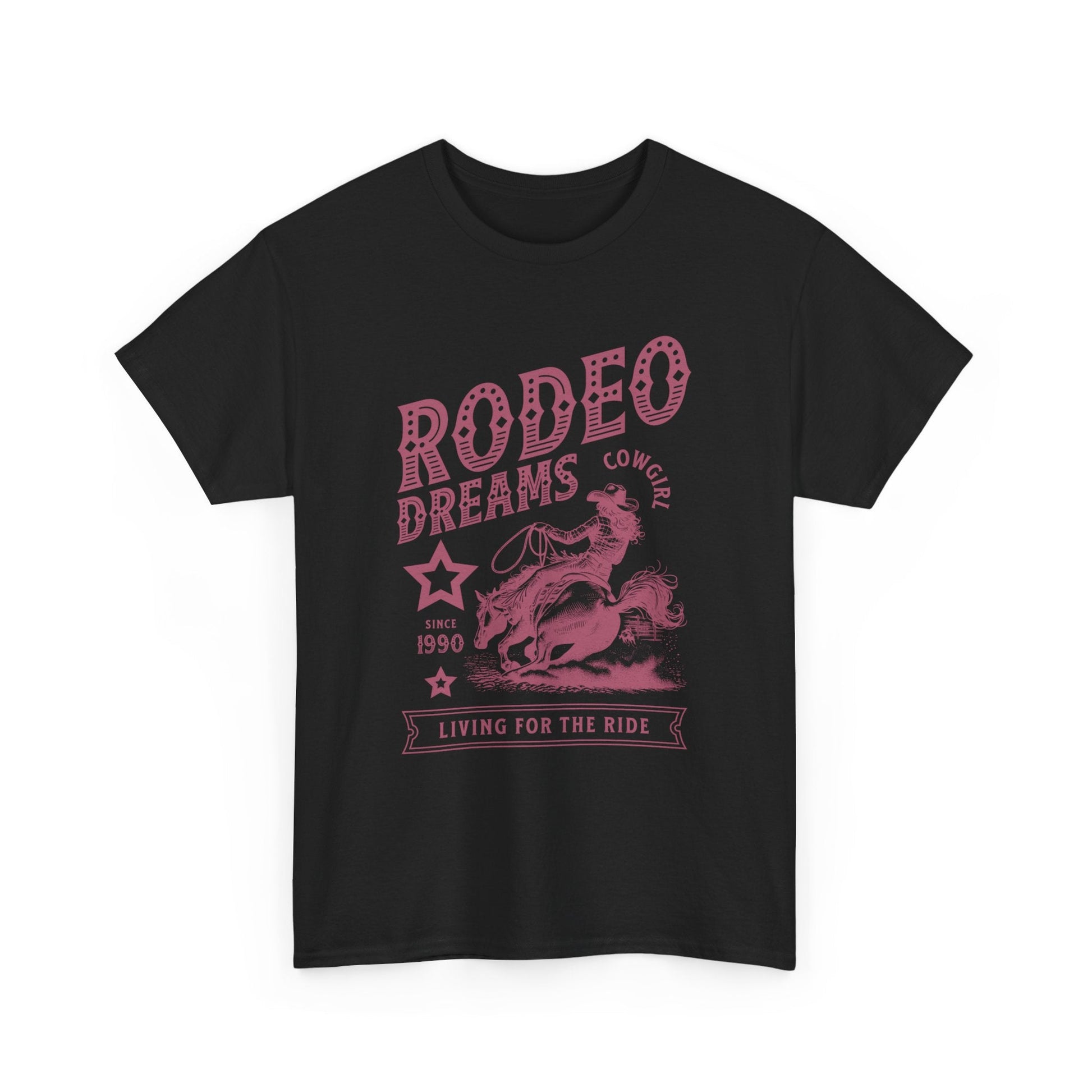 Rodeo Dreams Cowgirl Vintage Western Graphic T-Shirt – Living for the Ride Women's Rodeo Tee - JennyCool