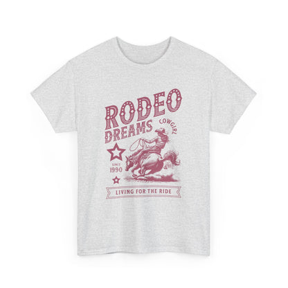 Rodeo Dreams Cowgirl Vintage Western Graphic T-Shirt – Living for the Ride Women's Rodeo Tee - JennyCool