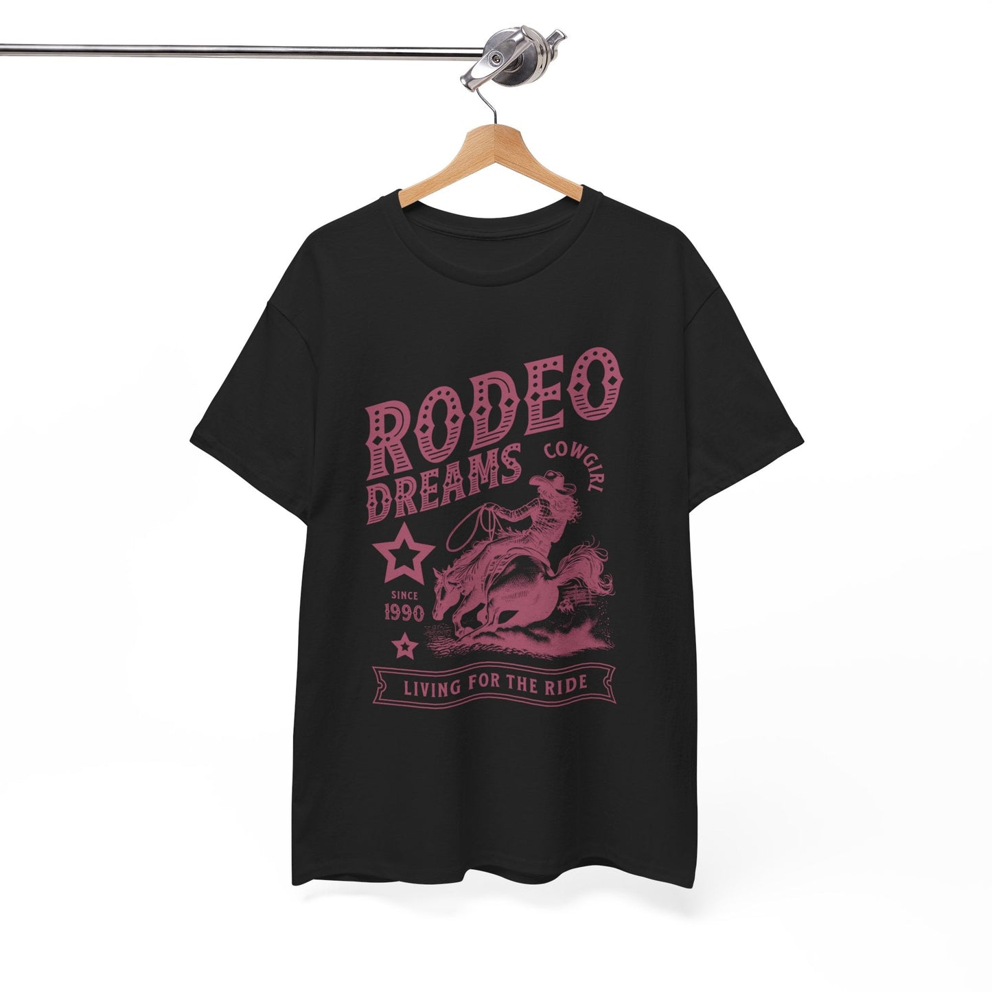 Rodeo Dreams Cowgirl Vintage Western Graphic T-Shirt – Living for the Ride Women's Rodeo Tee - JennyCool