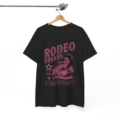 Rodeo Dreams Cowgirl Vintage Western Graphic T-Shirt – Living for the Ride Women's Rodeo Tee - JennyCool