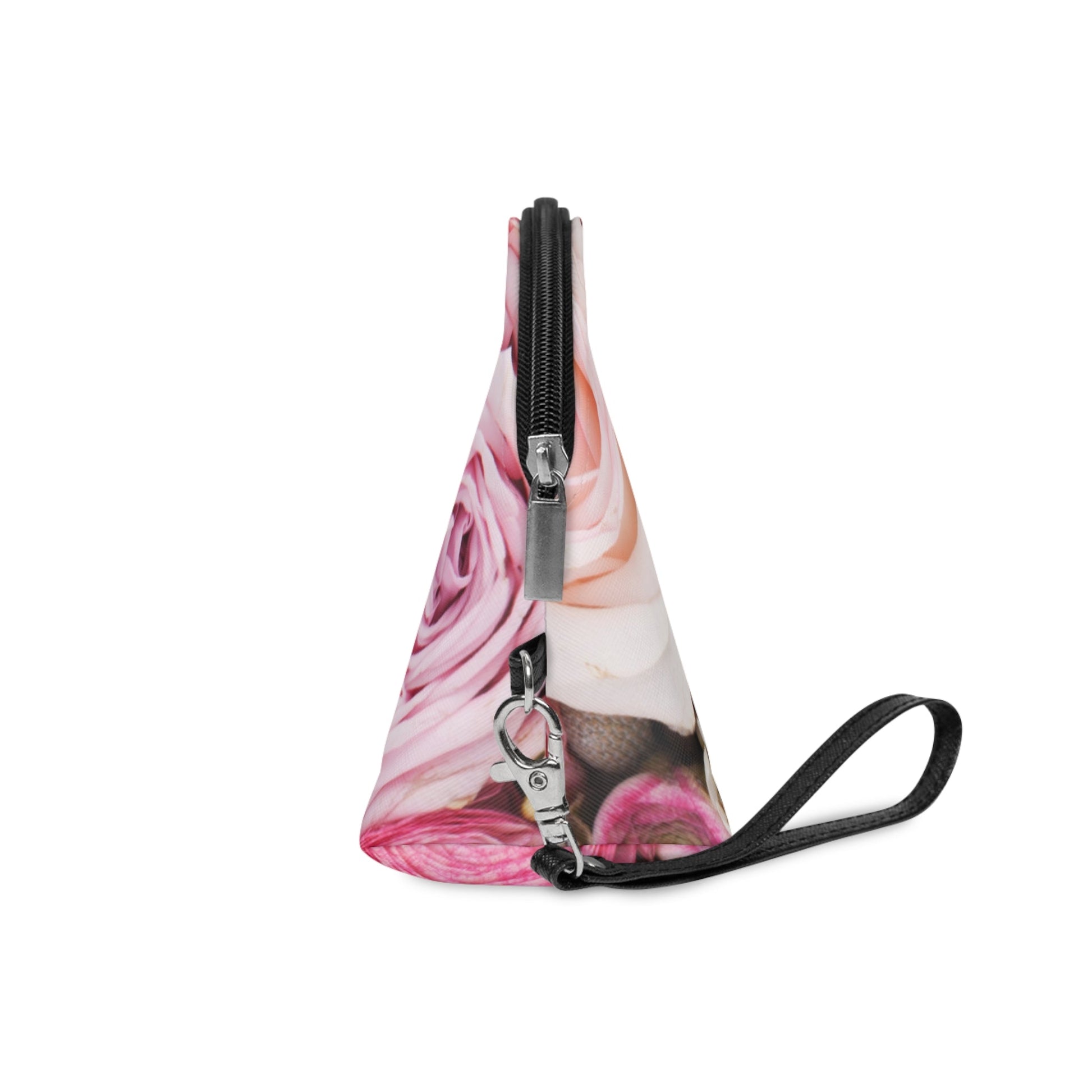 Rose Floral Makeup Bag – Pink Rose Cosmetic Pouch, Faux Leather Travel Makeup Organizer - JennyCool