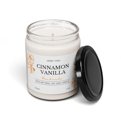 Scented Soy Candle, Cinamon Vanilla, 9oz - JennyCool