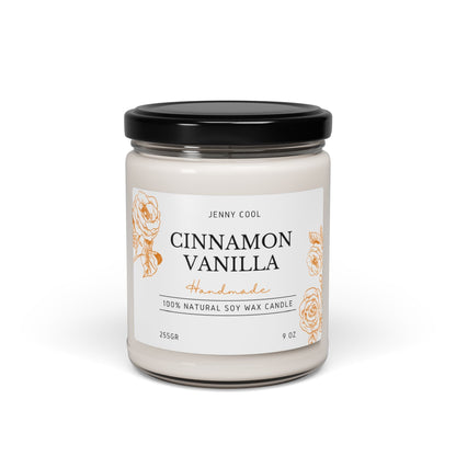 Scented Soy Candle, Cinamon Vanilla, 9oz - JennyCool