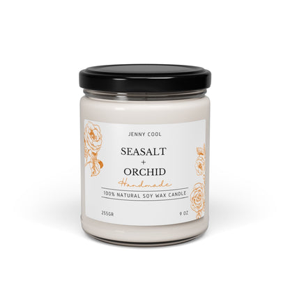 Scented Soy Candle, Seasalt + Orchid, 9oz - JennyCool