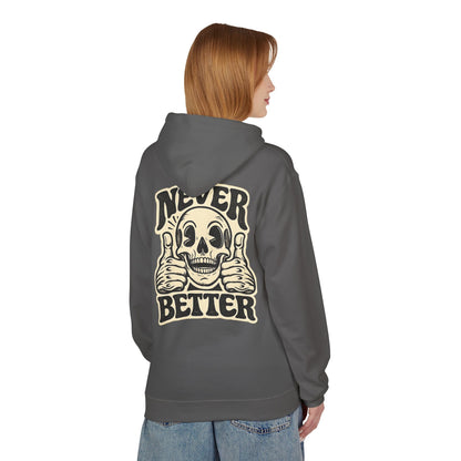 Skull "Never Better" Hoodie — Vintage Thumbs - Up Graphic - JennyCool