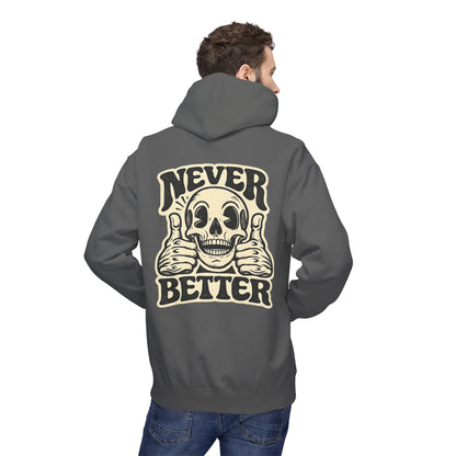 Skull "Never Better" Hoodie — Vintage Thumbs - Up Graphic - JennyCool