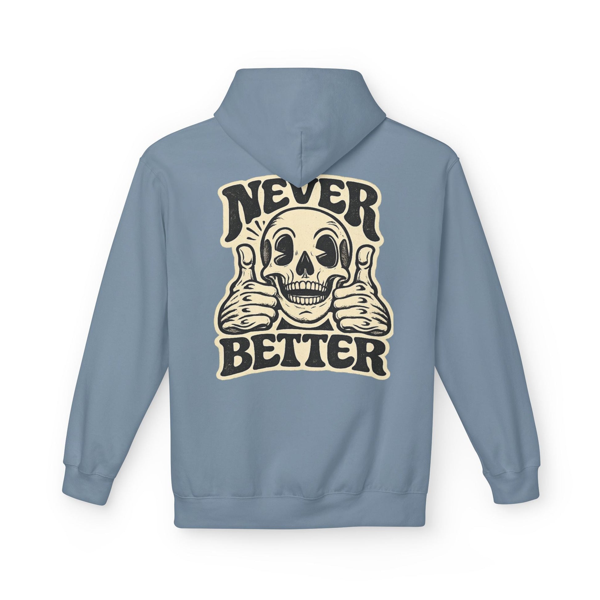 Skull "Never Better" Hoodie — Vintage Thumbs - Up Graphic - JennyCool