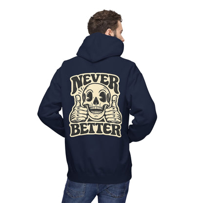 Skull "Never Better" Hoodie — Vintage Thumbs - Up Graphic - JennyCool