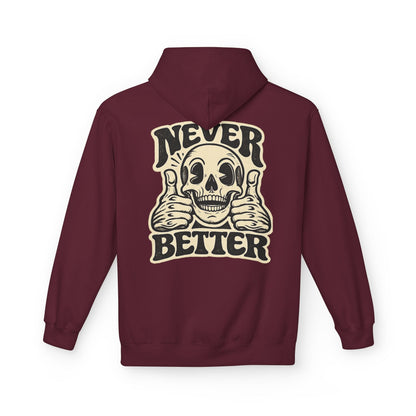 Skull "Never Better" Hoodie — Vintage Thumbs - Up Graphic - JennyCool