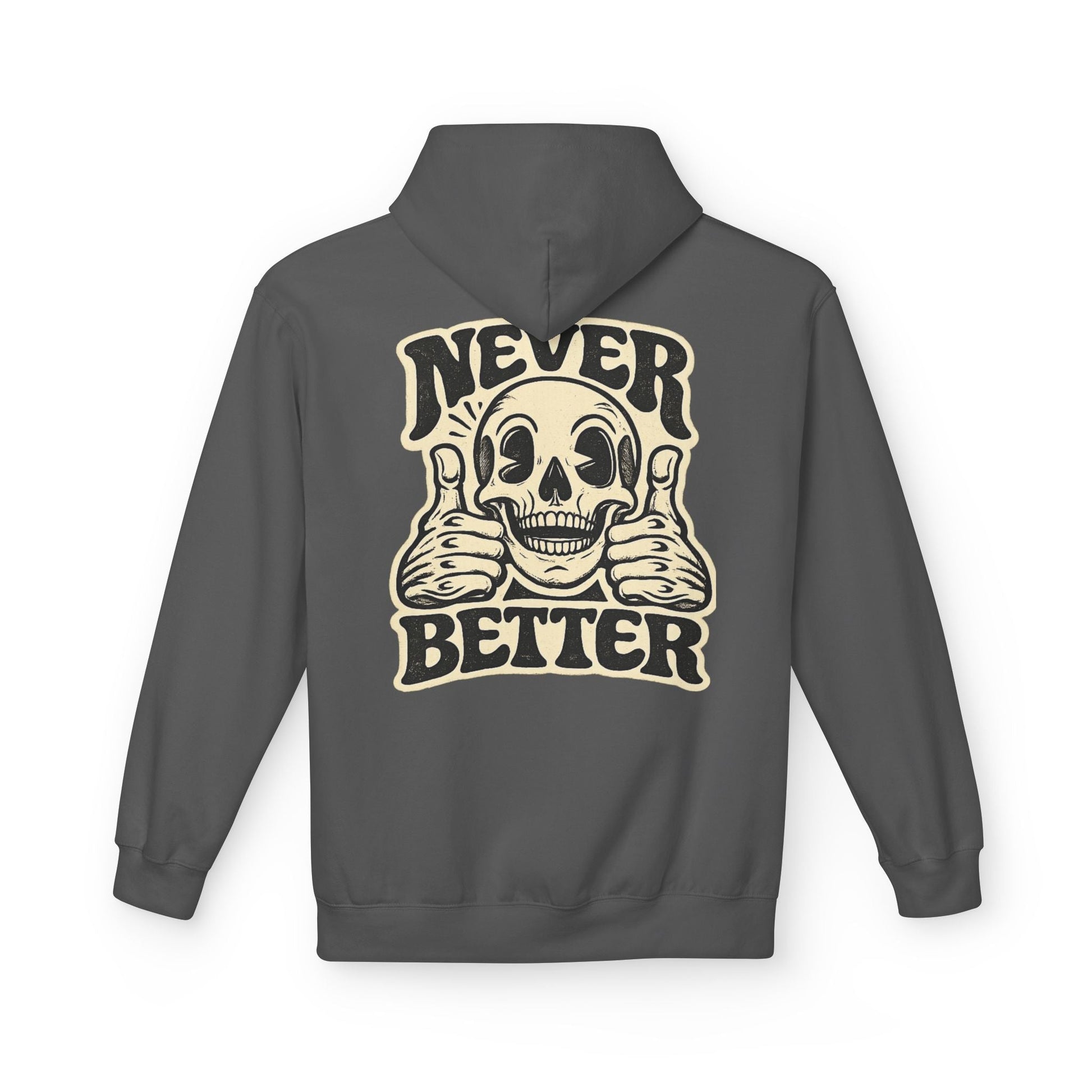 Skull "Never Better" Hoodie — Vintage Thumbs - Up Graphic - JennyCool