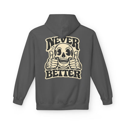 Skull "Never Better" Hoodie — Vintage Thumbs - Up Graphic - JennyCool