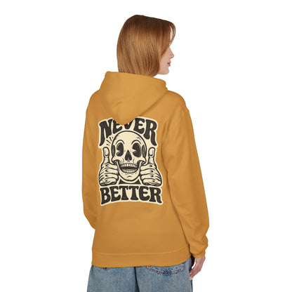 Skull "Never Better" Hoodie — Vintage Thumbs - Up Graphic - JennyCool