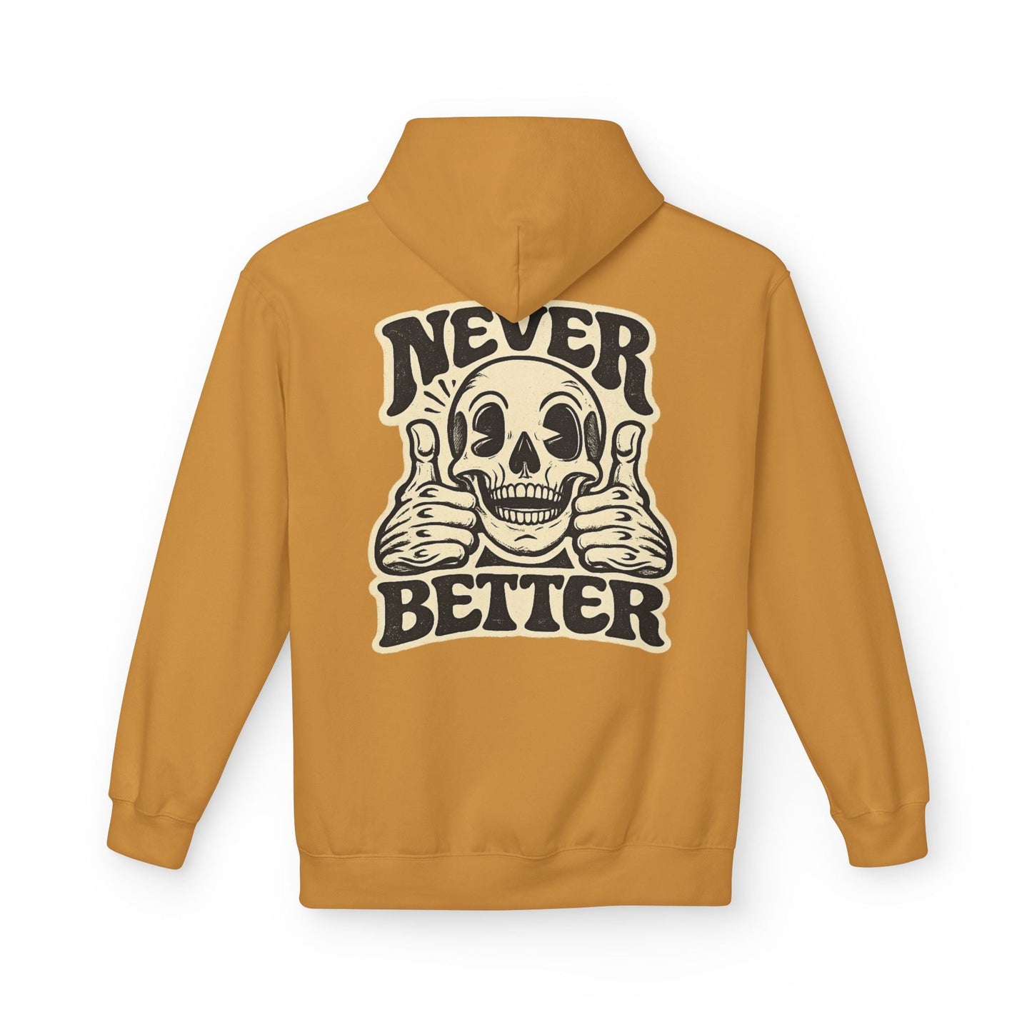 Skull "Never Better" Hoodie — Vintage Thumbs - Up Graphic - JennyCool
