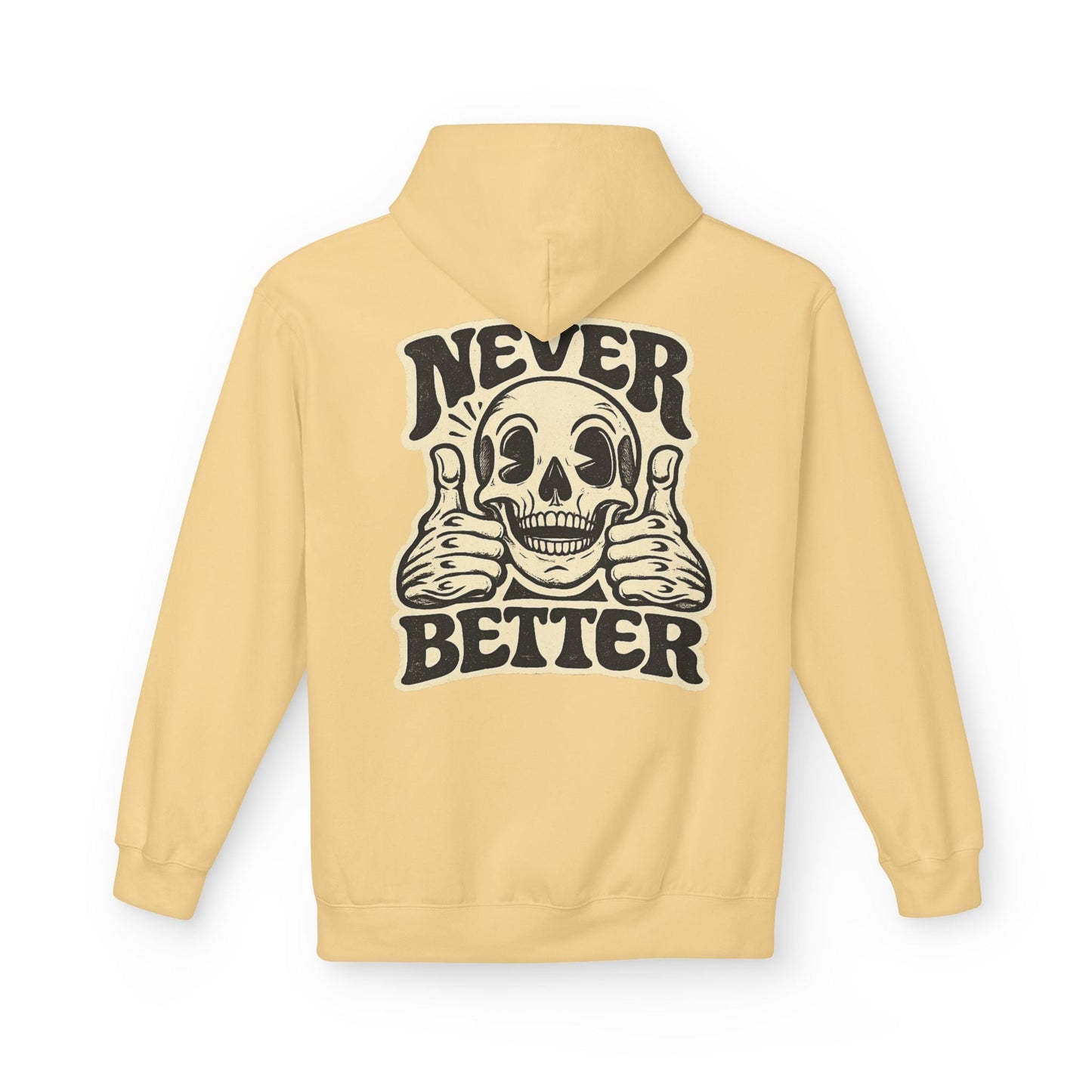 Skull "Never Better" Hoodie — Vintage Thumbs - Up Graphic - JennyCool