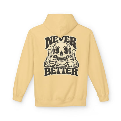 Skull "Never Better" Hoodie — Vintage Thumbs - Up Graphic - JennyCool