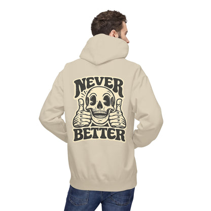 Skull "Never Better" Hoodie — Vintage Thumbs - Up Graphic - JennyCool
