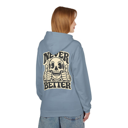 Skull "Never Better" Hoodie — Vintage Thumbs - Up Graphic - JennyCool