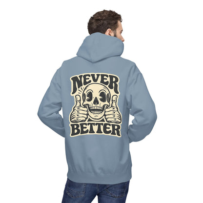 Skull "Never Better" Hoodie — Vintage Thumbs - Up Graphic - JennyCool