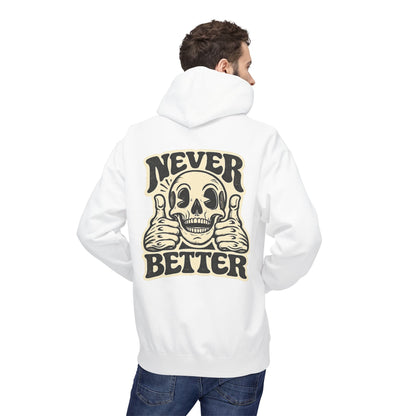 Skull "Never Better" Hoodie — Vintage Thumbs - Up Graphic - JennyCool