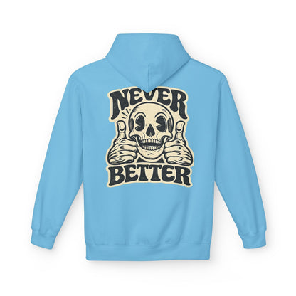Skull "Never Better" Hoodie — Vintage Thumbs - Up Graphic - JennyCool