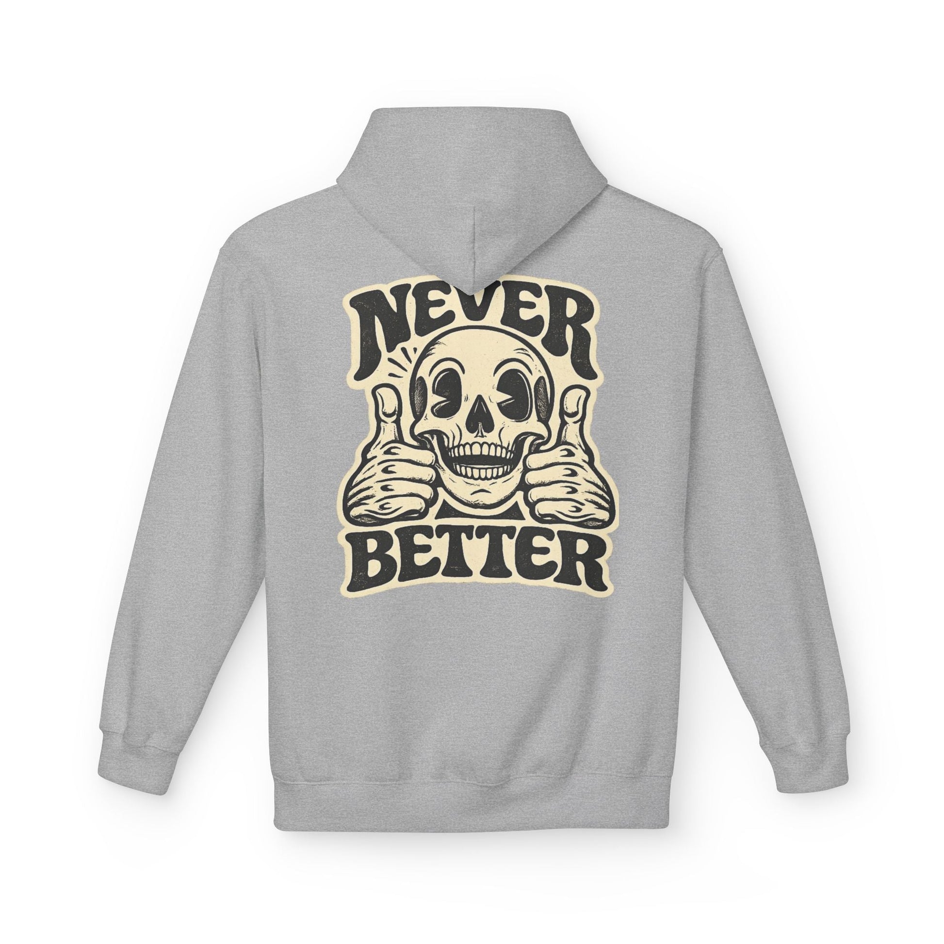 Skull "Never Better" Hoodie — Vintage Thumbs - Up Graphic - JennyCool
