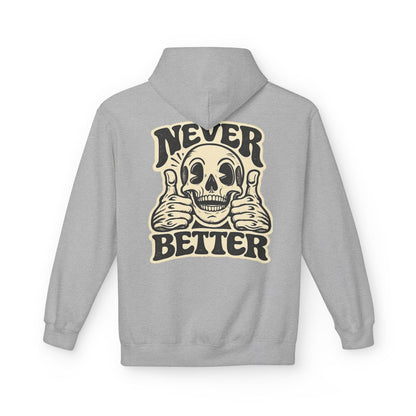 Skull "Never Better" Hoodie — Vintage Thumbs - Up Graphic - JennyCool