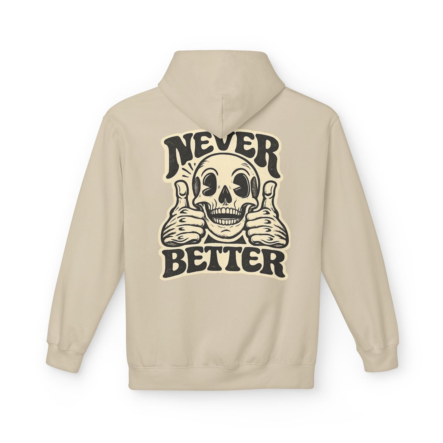 Skull "Never Better" Hoodie — Vintage Thumbs - Up Graphic - JennyCool