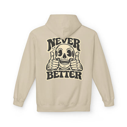 Skull "Never Better" Hoodie — Vintage Thumbs - Up Graphic - JennyCool