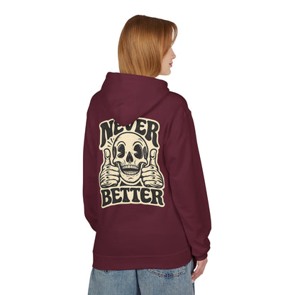 Skull "Never Better" Hoodie — Vintage Thumbs - Up Graphic - JennyCool