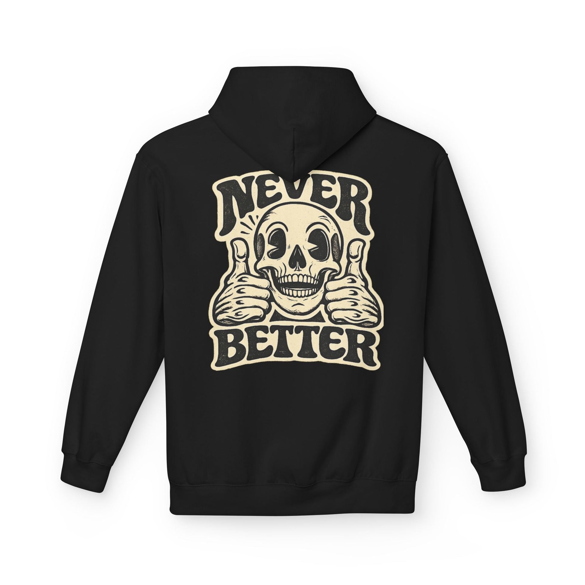 Skull "Never Better" Hoodie — Vintage Thumbs - Up Graphic - JennyCool