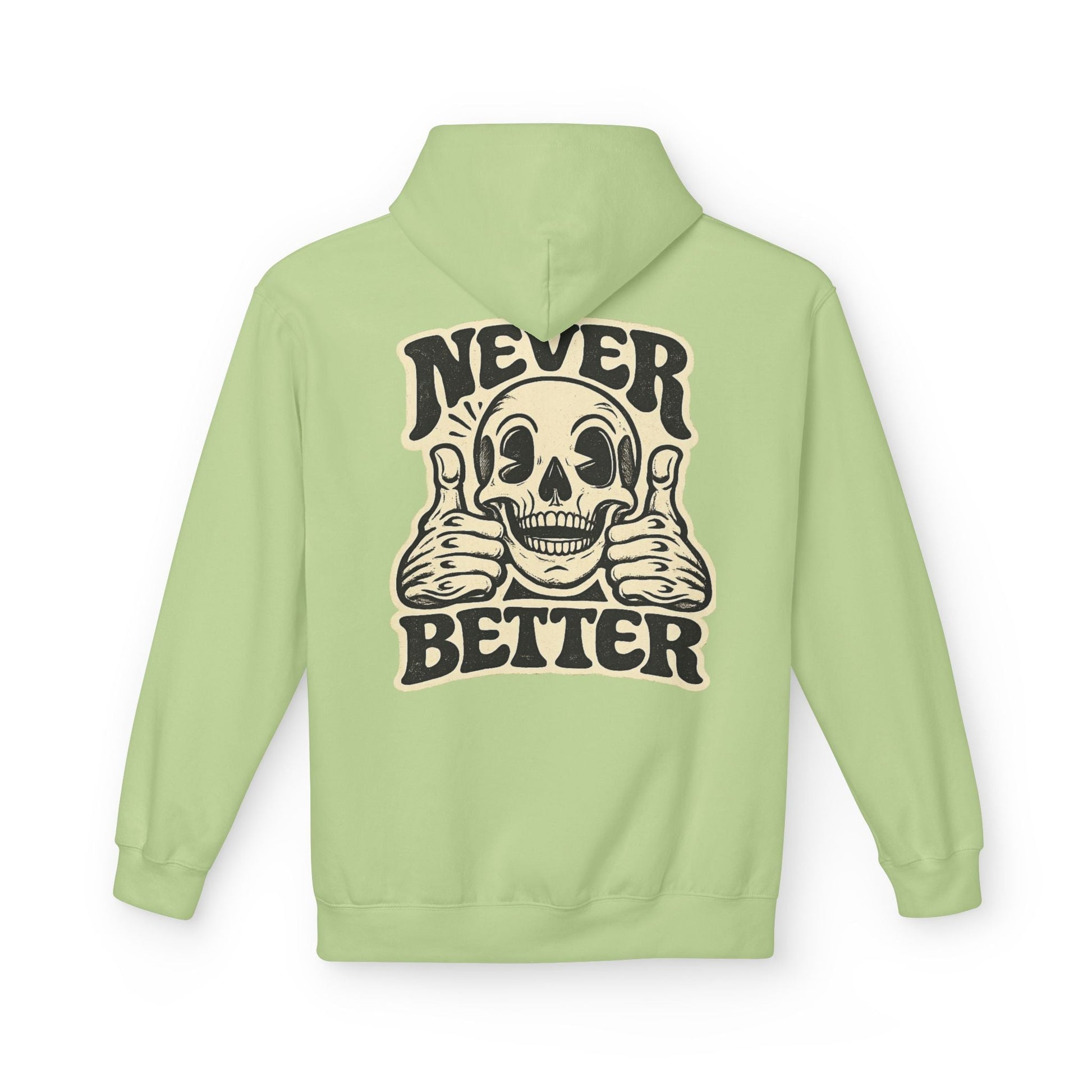 Skull "Never Better" Hoodie — Vintage Thumbs - Up Graphic - JennyCool