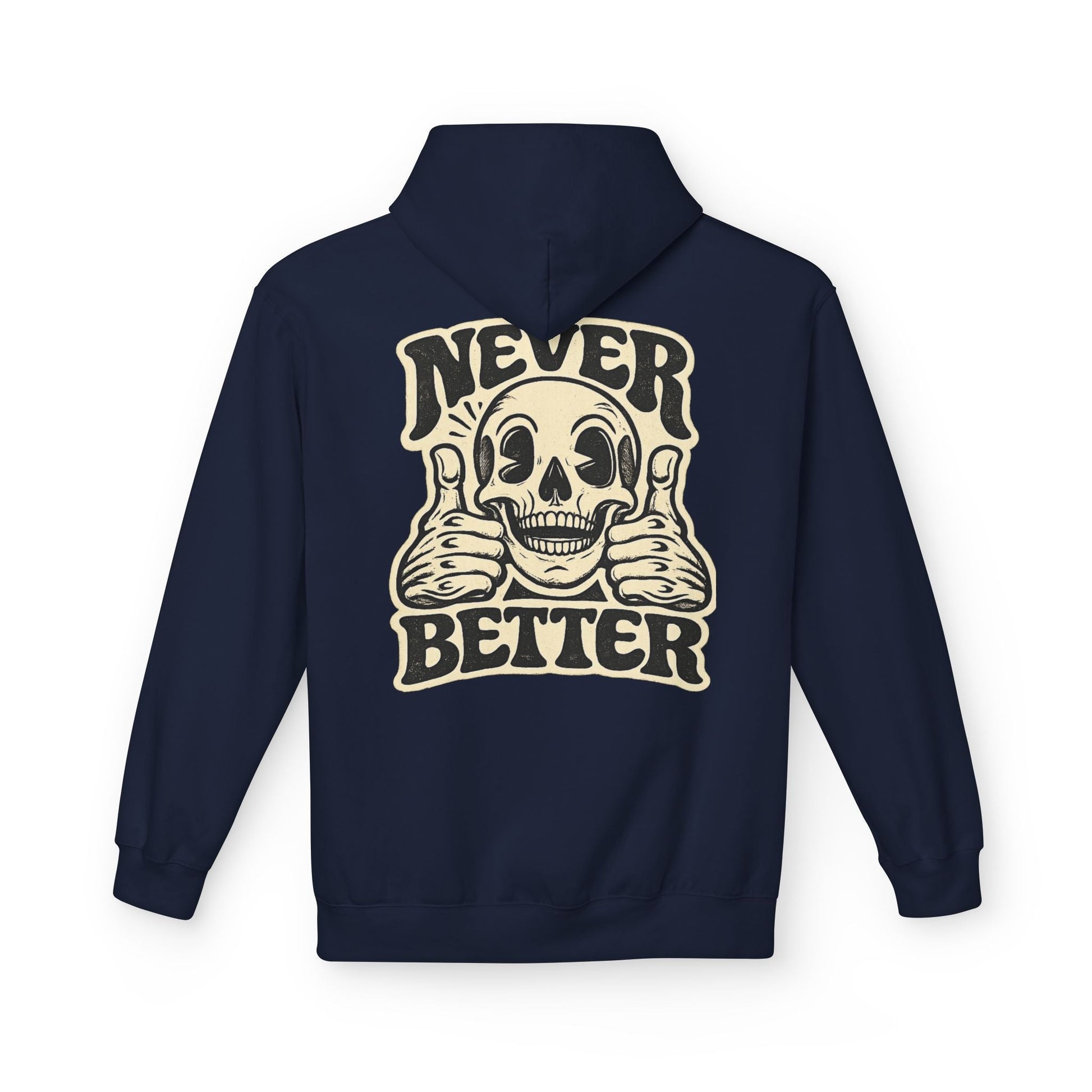 Skull "Never Better" Hoodie — Vintage Thumbs - Up Graphic - JennyCool