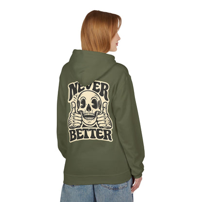 Skull "Never Better" Hoodie — Vintage Thumbs - Up Graphic - JennyCool