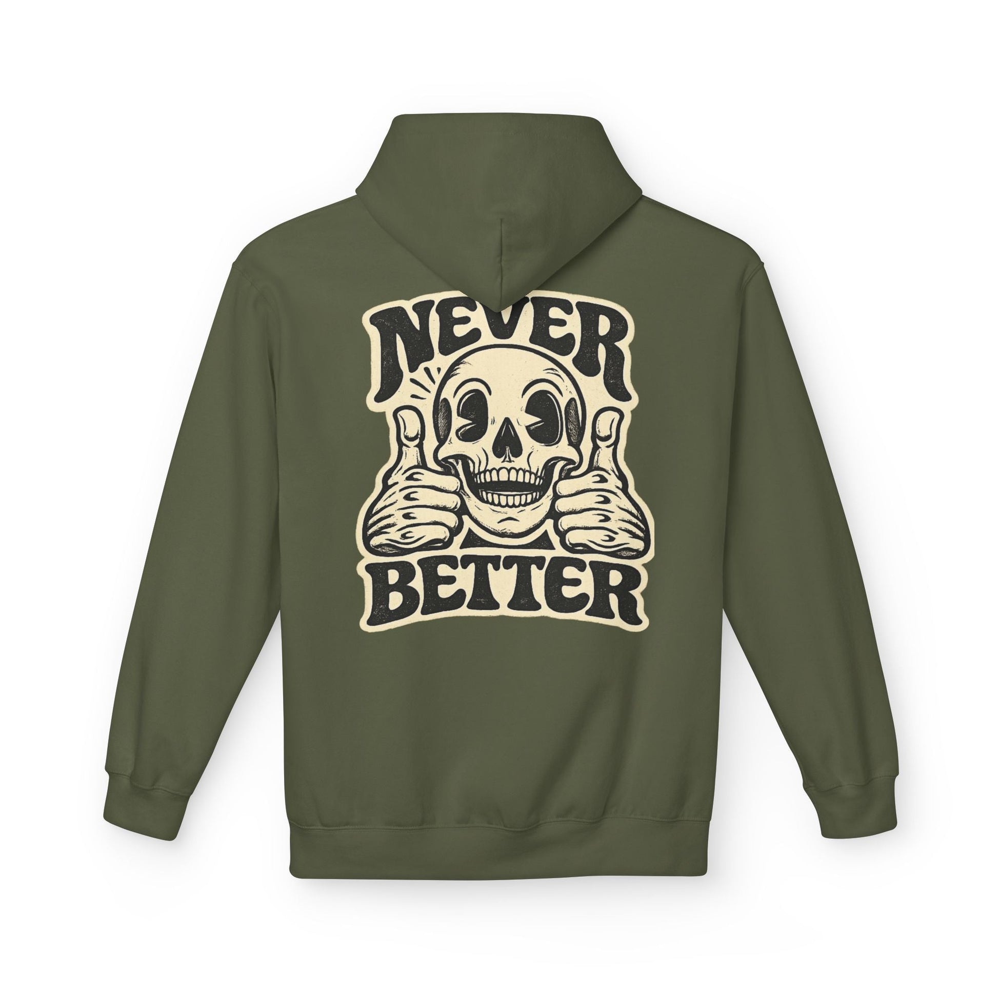 Skull "Never Better" Hoodie — Vintage Thumbs - Up Graphic - JennyCool