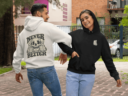 Skull "Never Better" Hoodie — Vintage Thumbs - Up Graphic - JennyCool