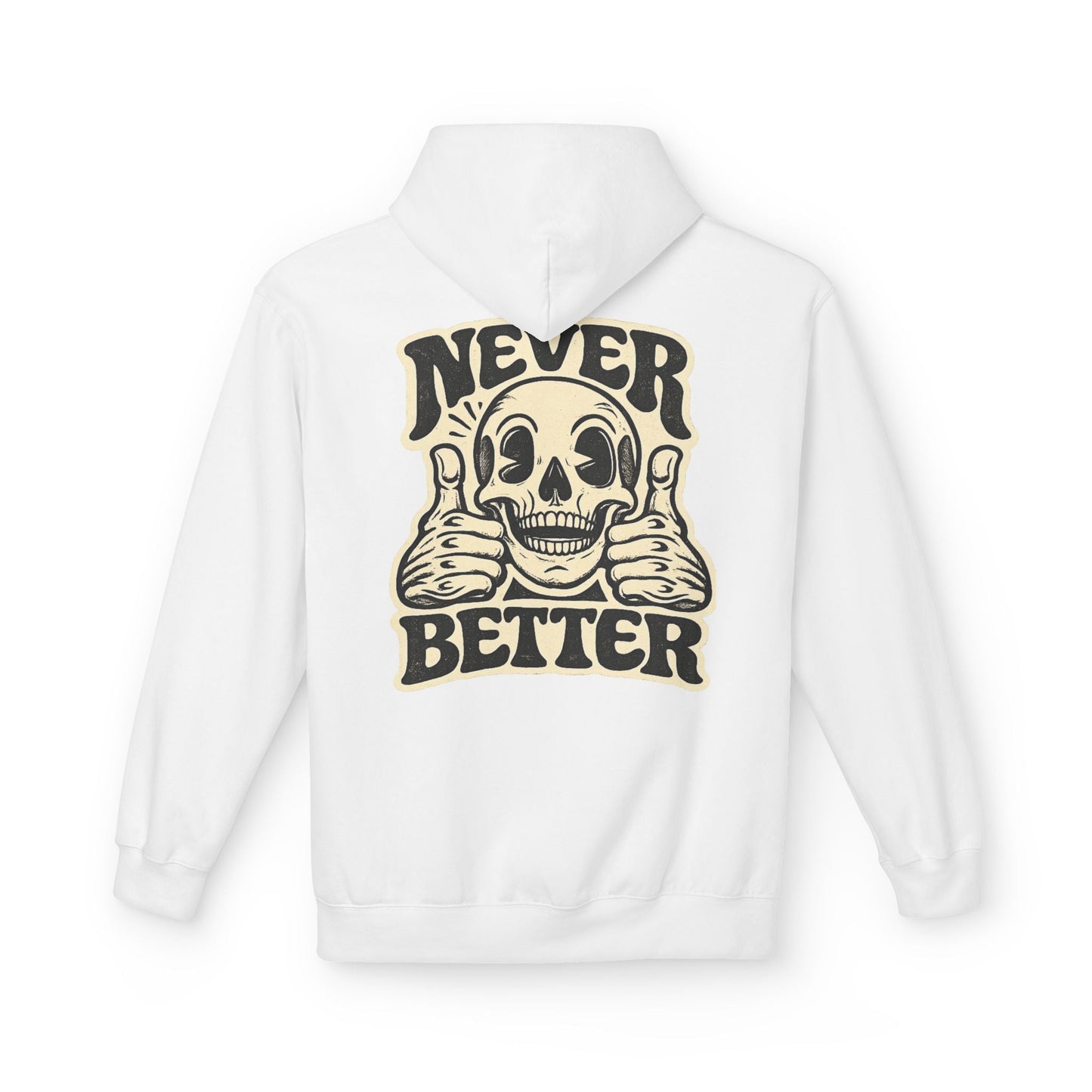 Skull "Never Better" Hoodie — Vintage Thumbs - Up Graphic - JennyCool