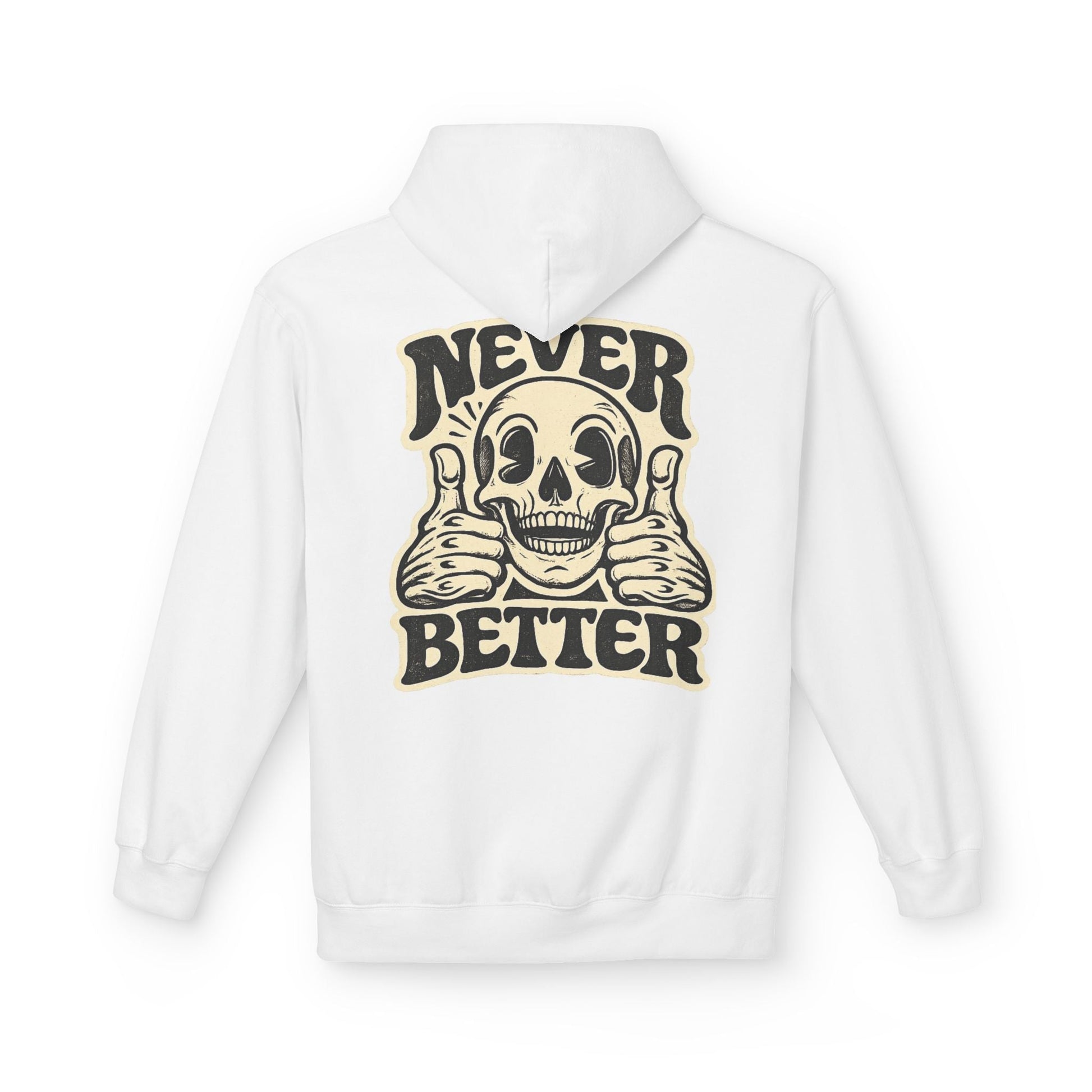 Skull "Never Better" Hoodie — Vintage Thumbs - Up Graphic - JennyCool
