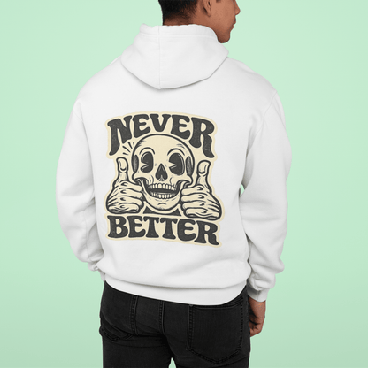 Skull "Never Better" Hoodie — Vintage Thumbs - Up Graphic - JennyCool