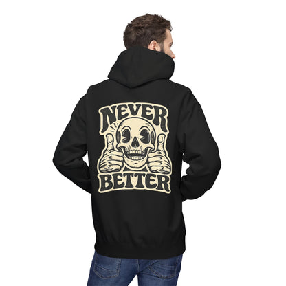 Skull "Never Better" Hoodie — Vintage Thumbs - Up Graphic - JennyCool