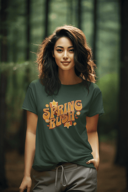 Spring Rush Vintage Graphic Tee – Retro Spring T-Shirt, Colorful Bubble Letter Graphic Shirt - JennyCool