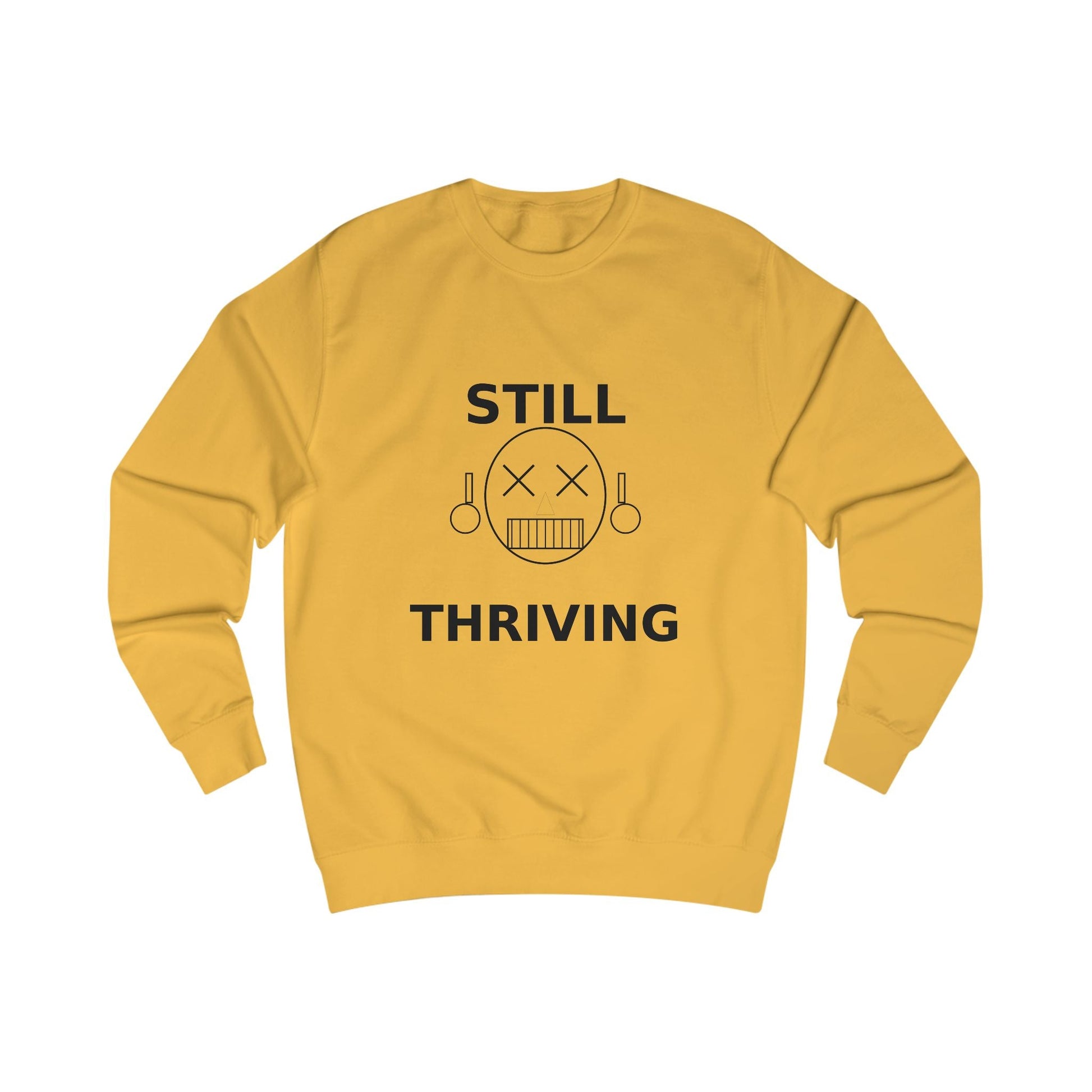 Still Thriving Crewneck Sweatshirt – Unisex Oversized Graphic Pullover, Dark Humor Skull Sweater, Minimal Streetwear Cre - JennyCool