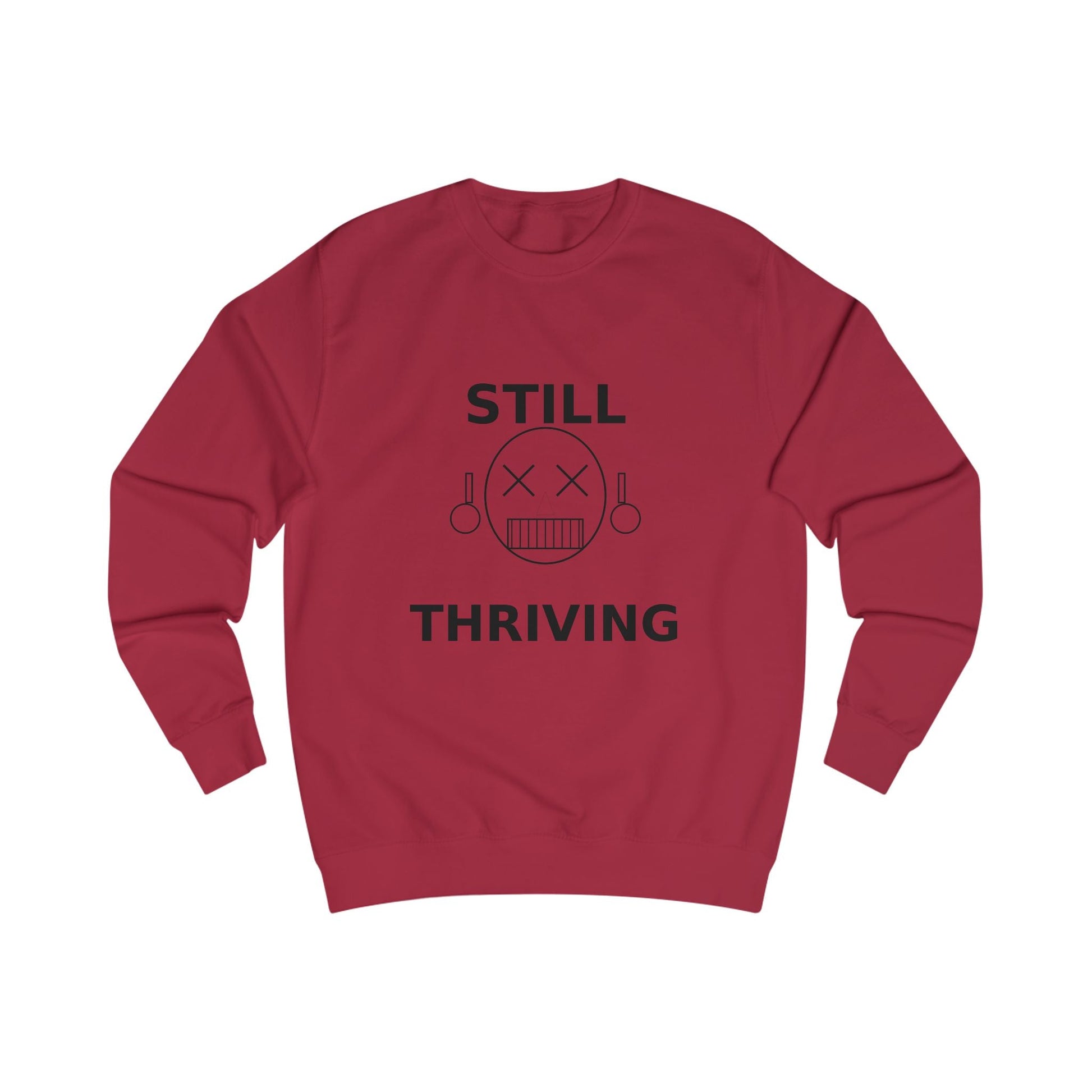 Still Thriving Crewneck Sweatshirt – Unisex Oversized Graphic Pullover, Dark Humor Skull Sweater, Minimal Streetwear Cre - JennyCool