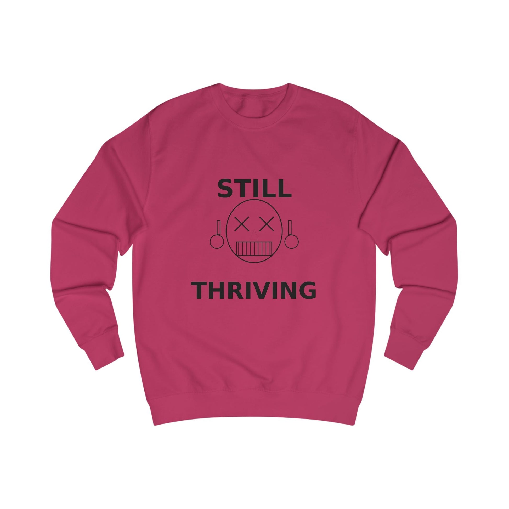 Still Thriving Crewneck Sweatshirt – Unisex Oversized Graphic Pullover, Dark Humor Skull Sweater, Minimal Streetwear Cre - JennyCool