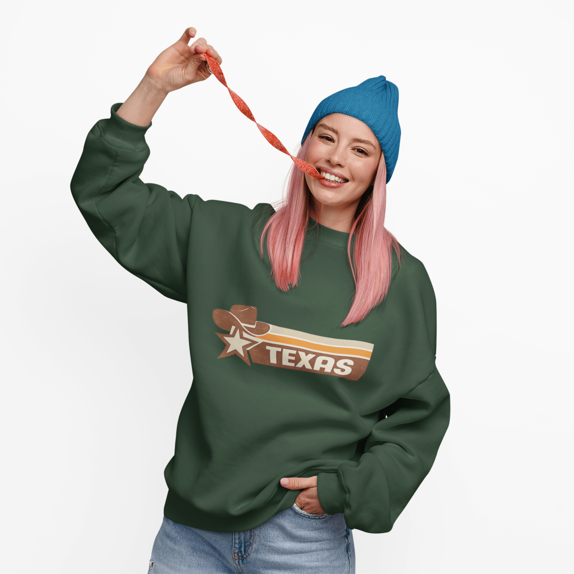 Texas Retro Sunset Crewneck Sweatshirt – Vintage Western Graphic Pullover - JennyCool